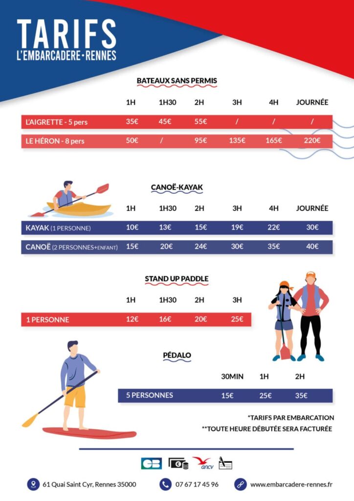Fiche tarifaire de l'Embarcadère - Rennes