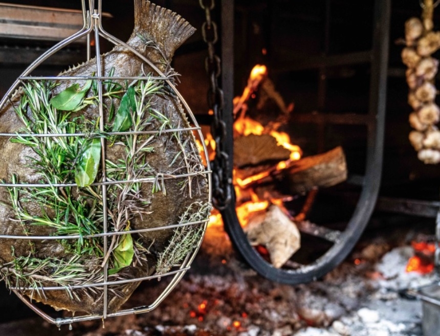 Sole cuite au feu de bois